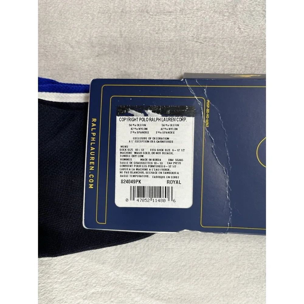 Polo Ralph Lauren 3Pair Socks Men 10-13 Technical Sport Arch Support Ultra Light